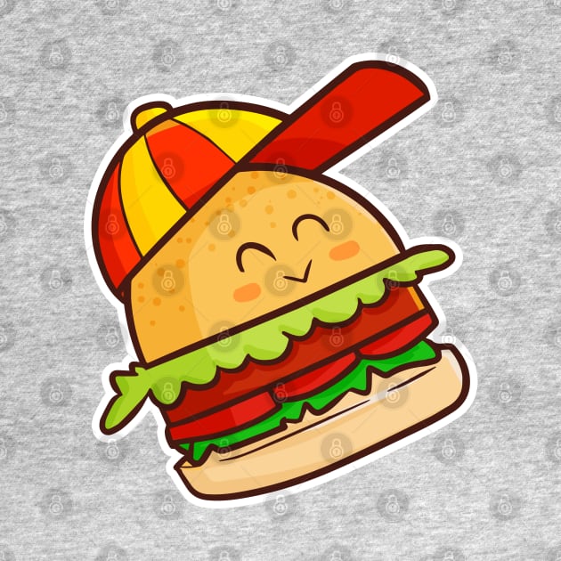 Funky Burger wearing hat by Jocularity Art